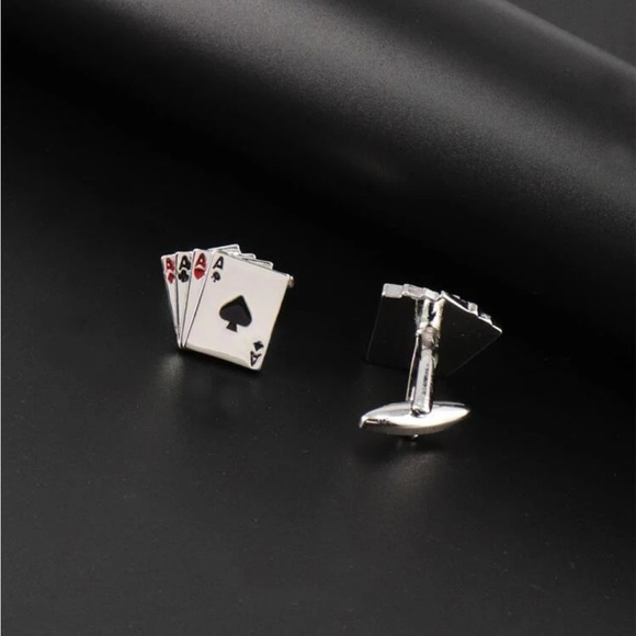 3 pc Unisex Poker Pattern Polvester Printed
Casual Fashion Necktie & cuff links - Picture 5 of 10